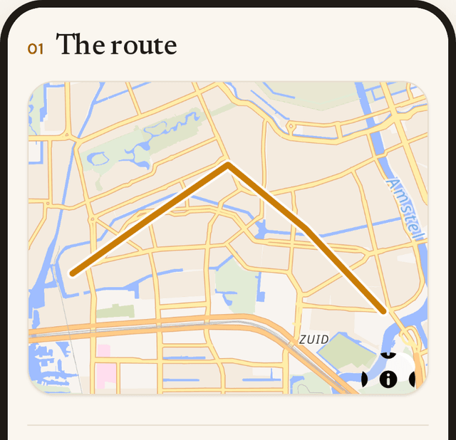 The route screen of a RaceTale story, showing the course on a map